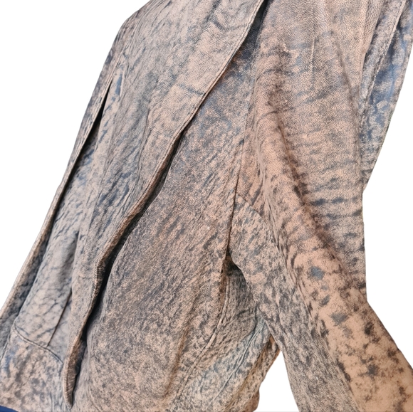 VINTAGE 80s Sujari 14 Real Leather Tan Black Patterned Jacket - Picture 6 of 13